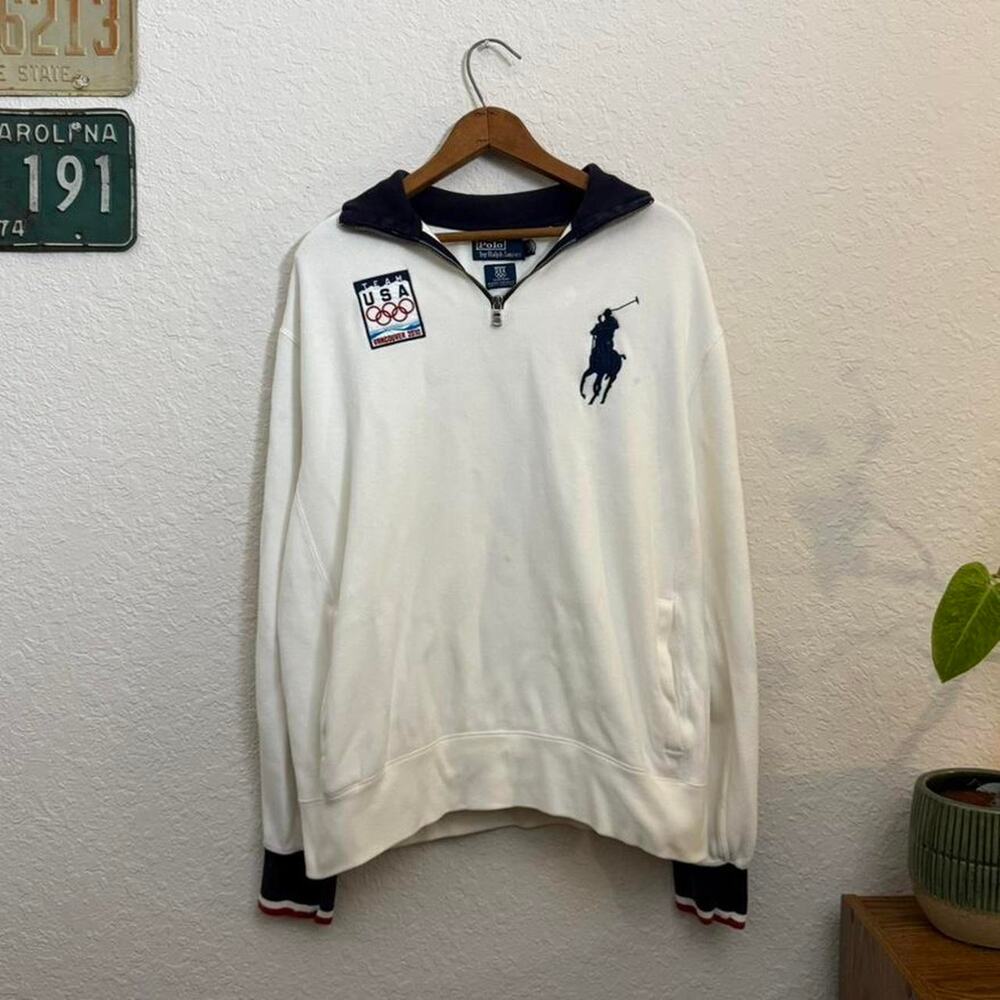 Polo Ralph Lauren Team USA 2010 Olympics Quarter Zip Men's L Sweater Y2K